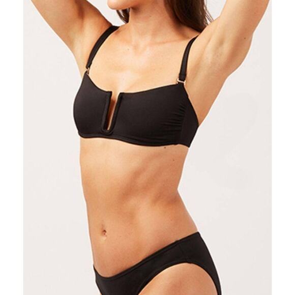 Andie Cartagena Convertible Plunge Bikini Swim Top in Black M NWT - Picture 2 of 8